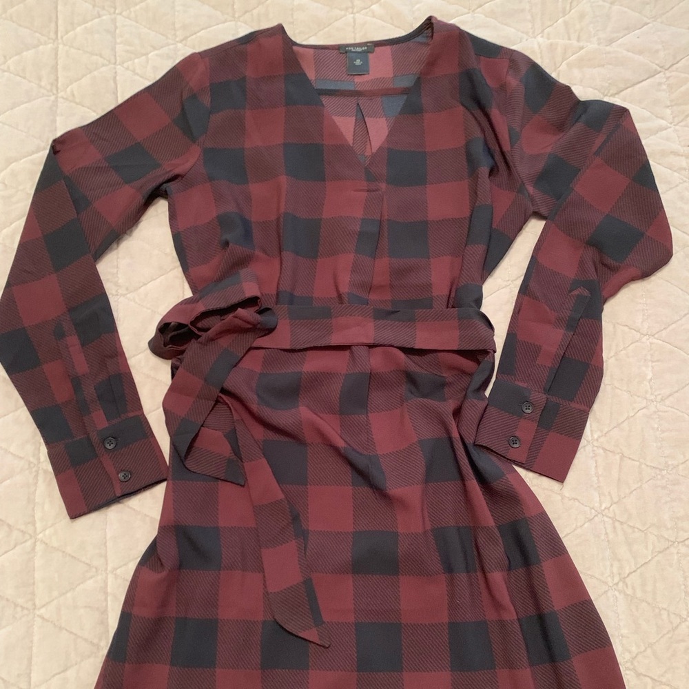 Ann Taylor tie dress purple maroon